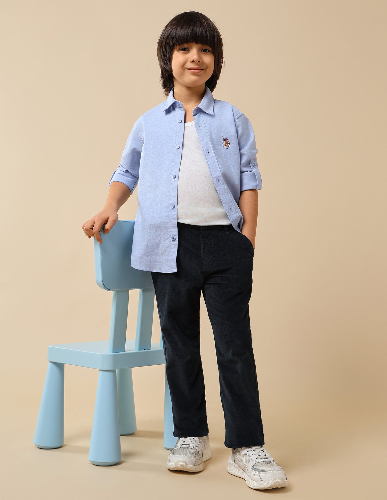 Boys Solid Slim Fit Trousers
