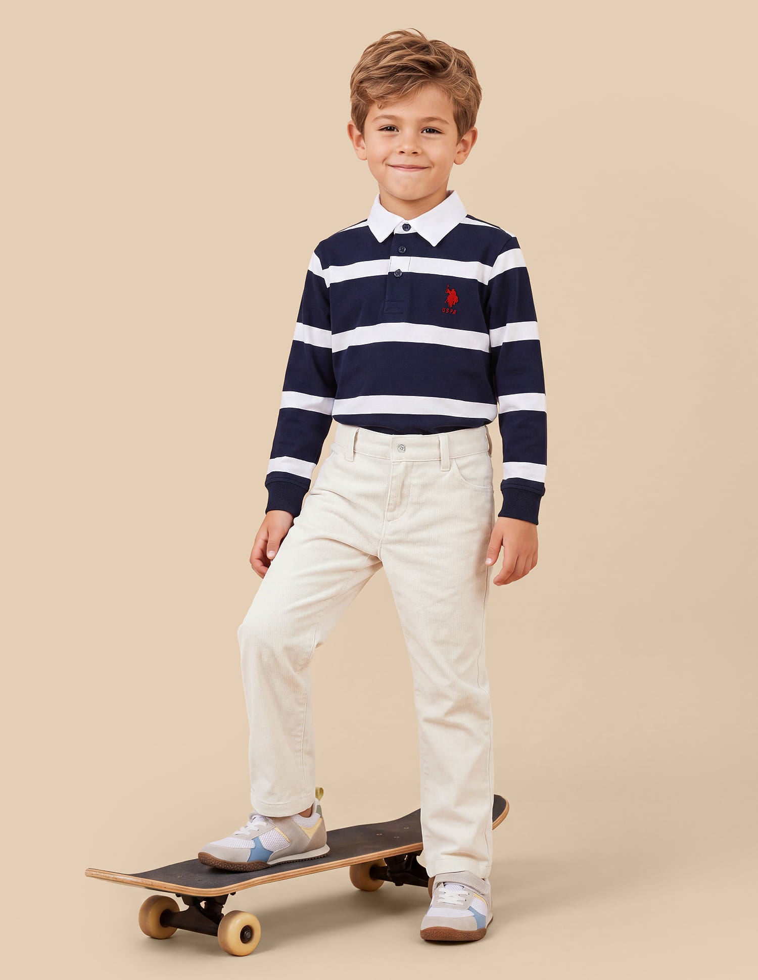 Corduroy Mid Rise Trousers White - U.S. Polo Assn. India | Large