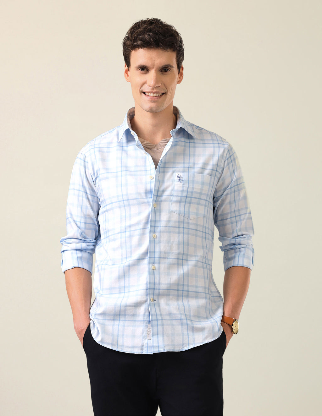 Grid Tattersall Checked Twill Shirt - Image 1