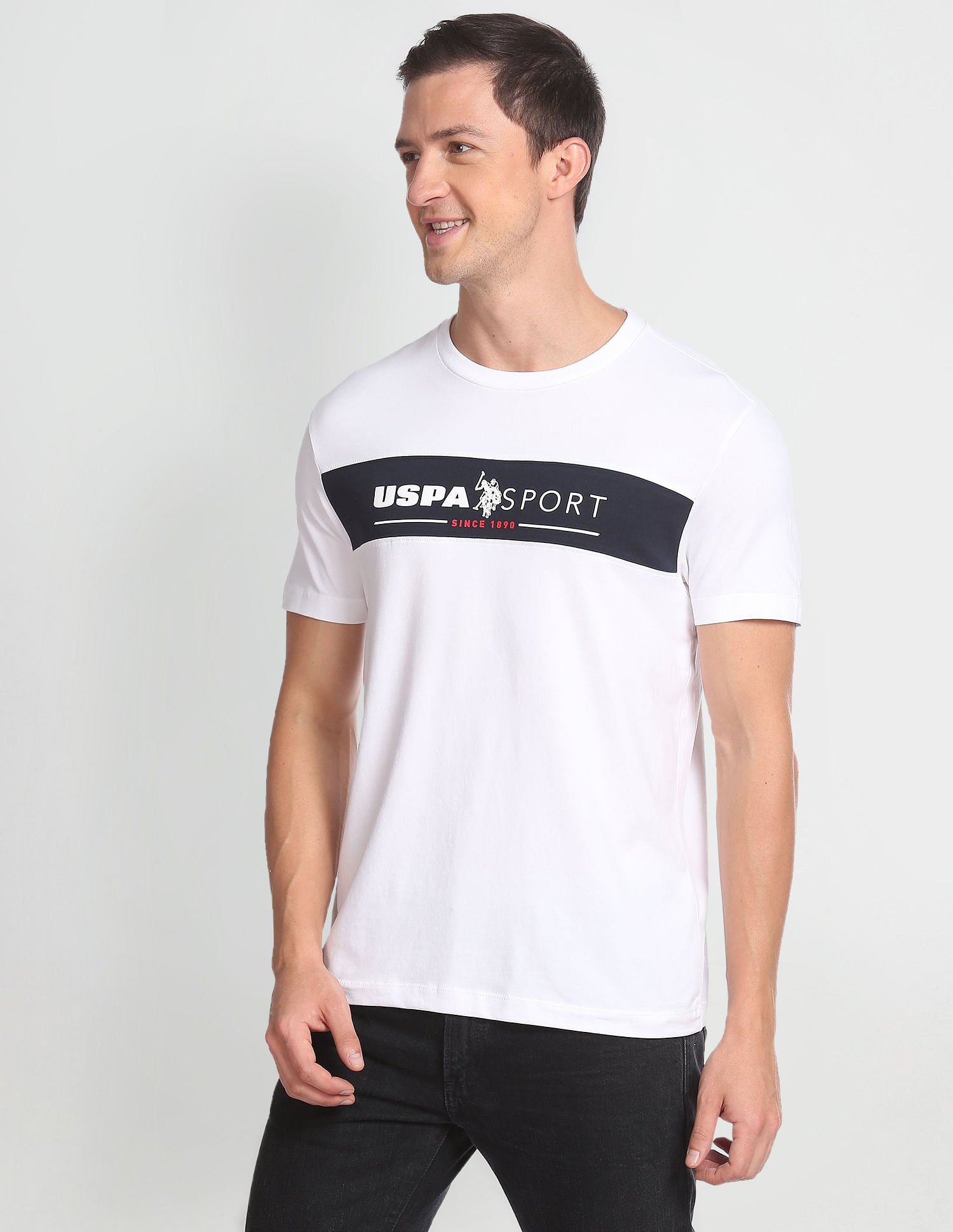 Crew Neck Brand Print T-Shirt White - U.S. POLO ASSN. | Large