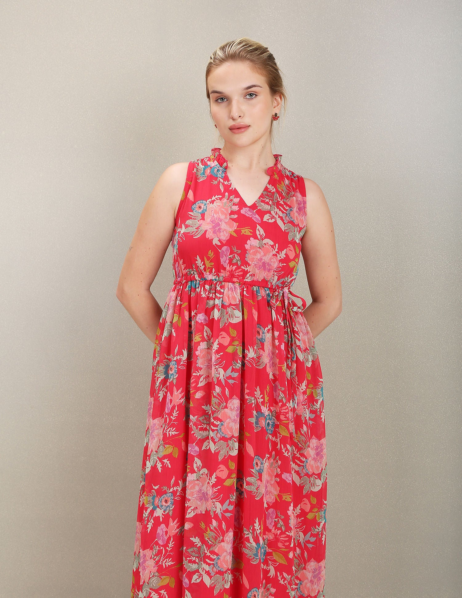 Floral Print Maxi Dress Red - U.S. Polo Assn. India | Large