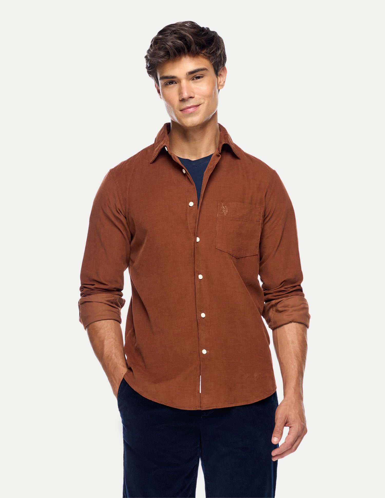 Tailored Fit Corduroy Shirt Rust - U.S. Polo Assn. India | Large