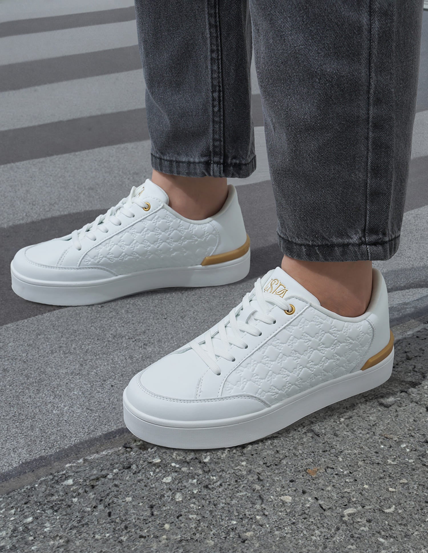Women Debossed Branding Mila Sneakers White - U.S. Polo Assn. India | Large
