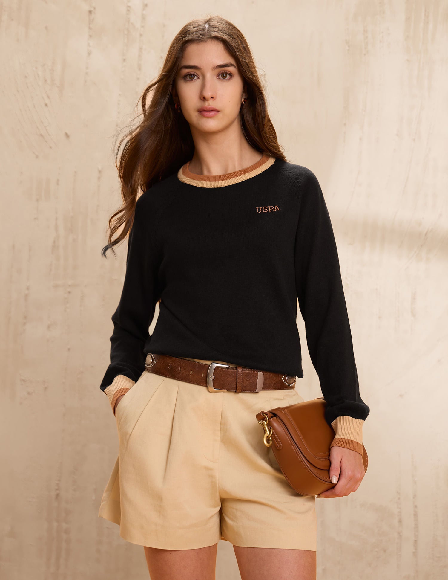 Raglan Fit Solid Sweater