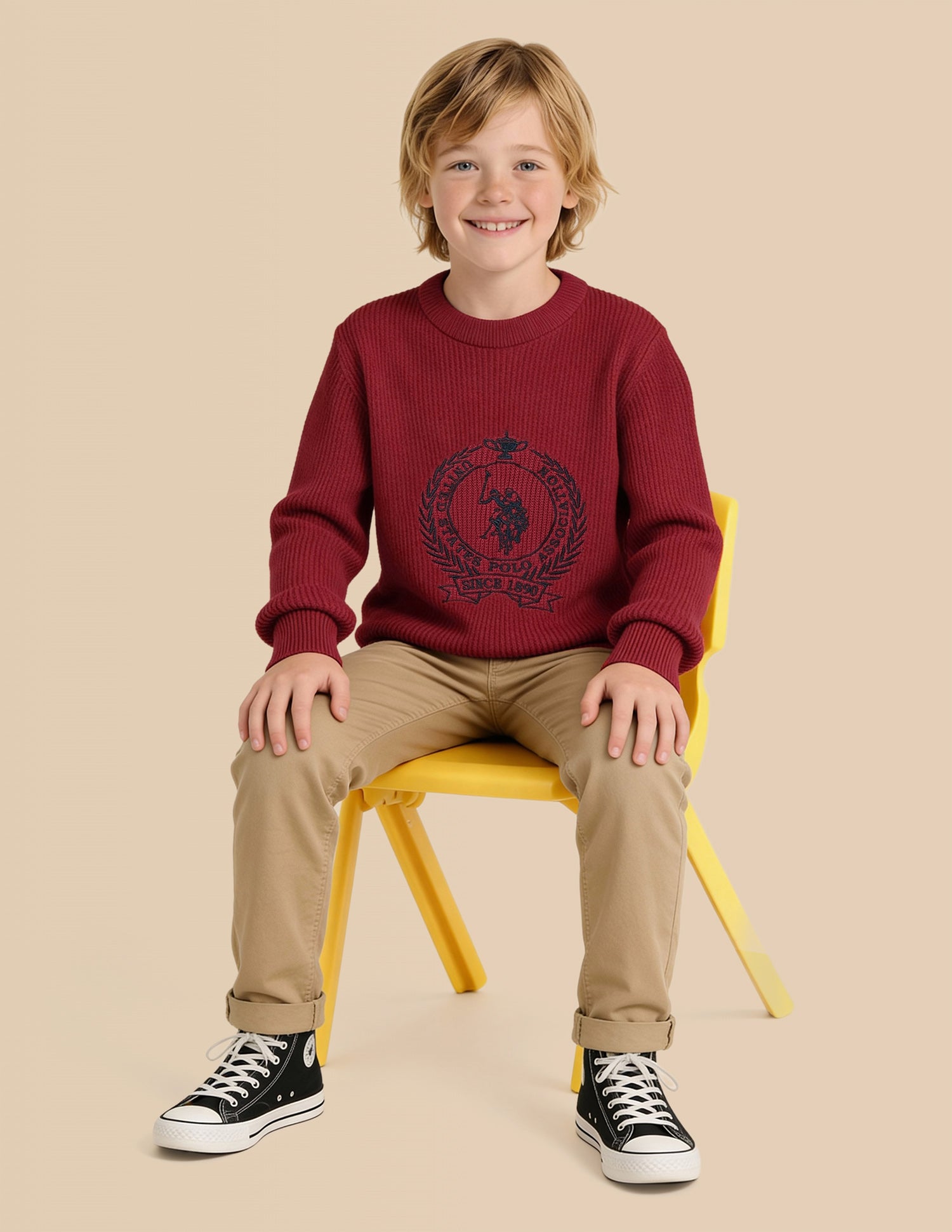 Boys Brand Embroidered Regular Fit Sweater
