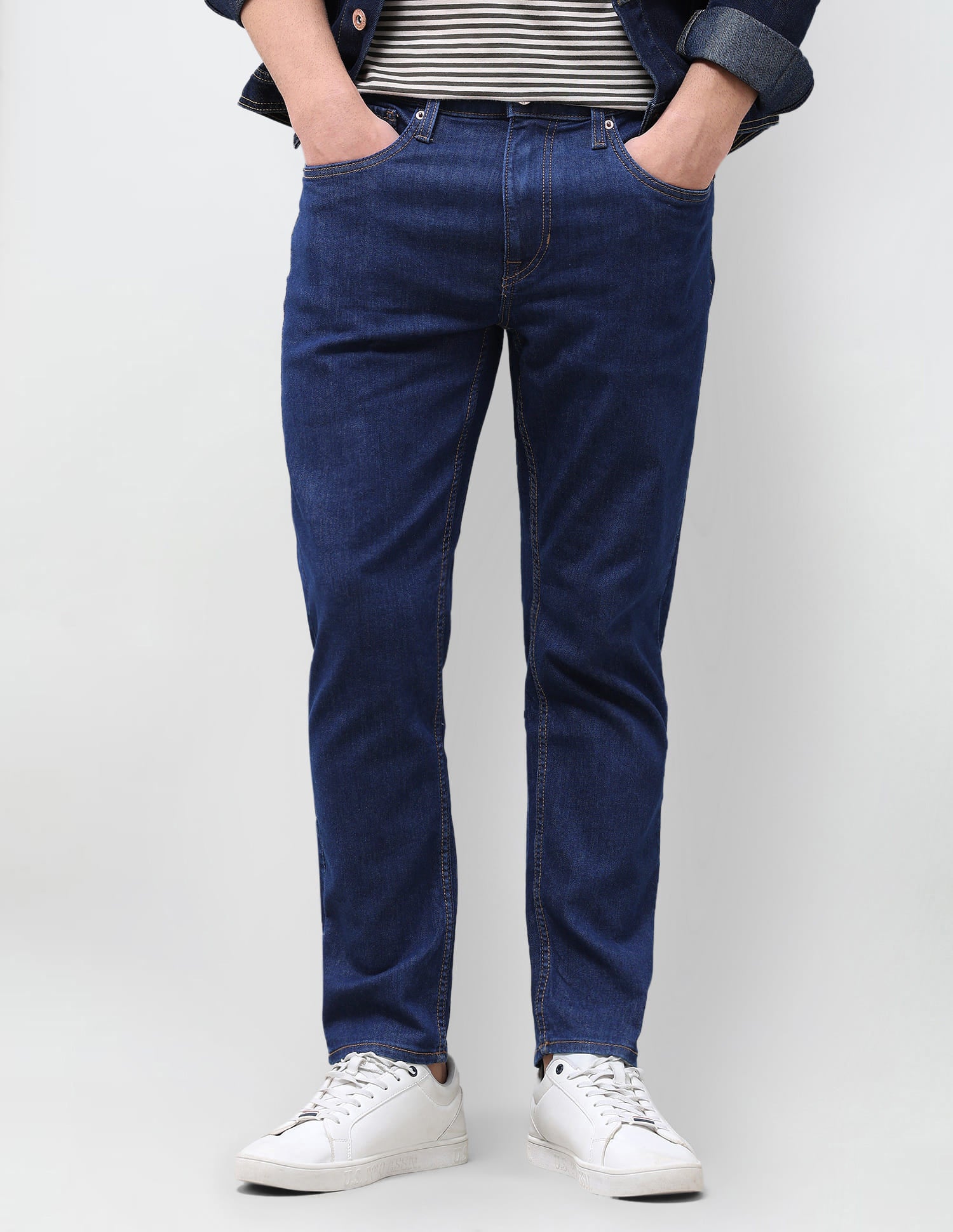 Solid Slim Tapered Fit Jeans Blue - U.S. Polo Assn. India | Large