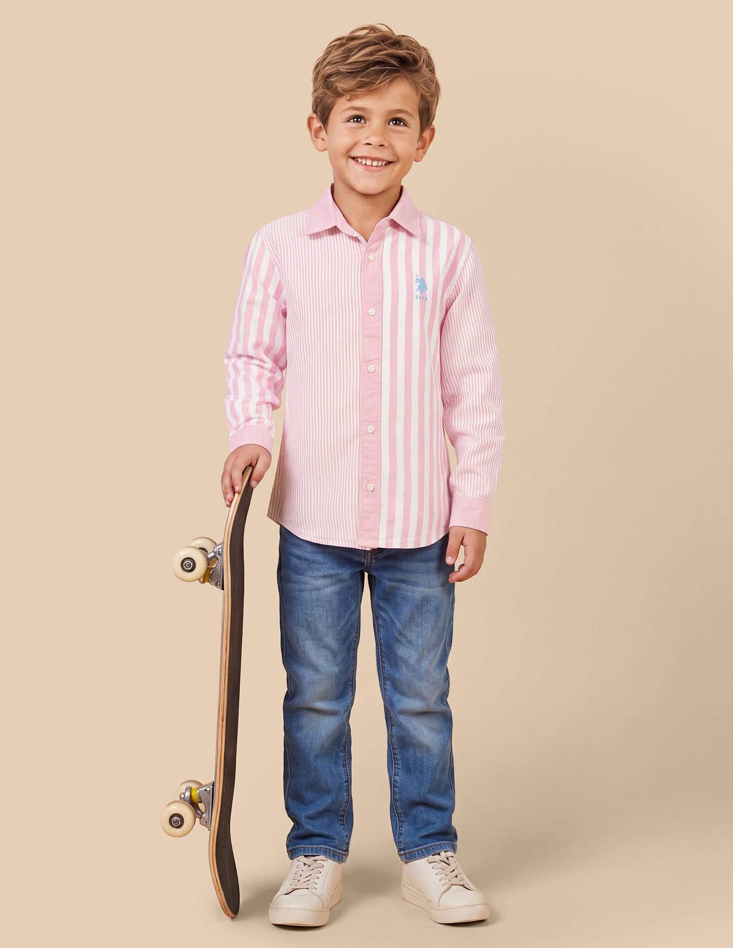 Vertical Striped Regular Fit Shirt Pink - U.S. Polo Assn. India | Large