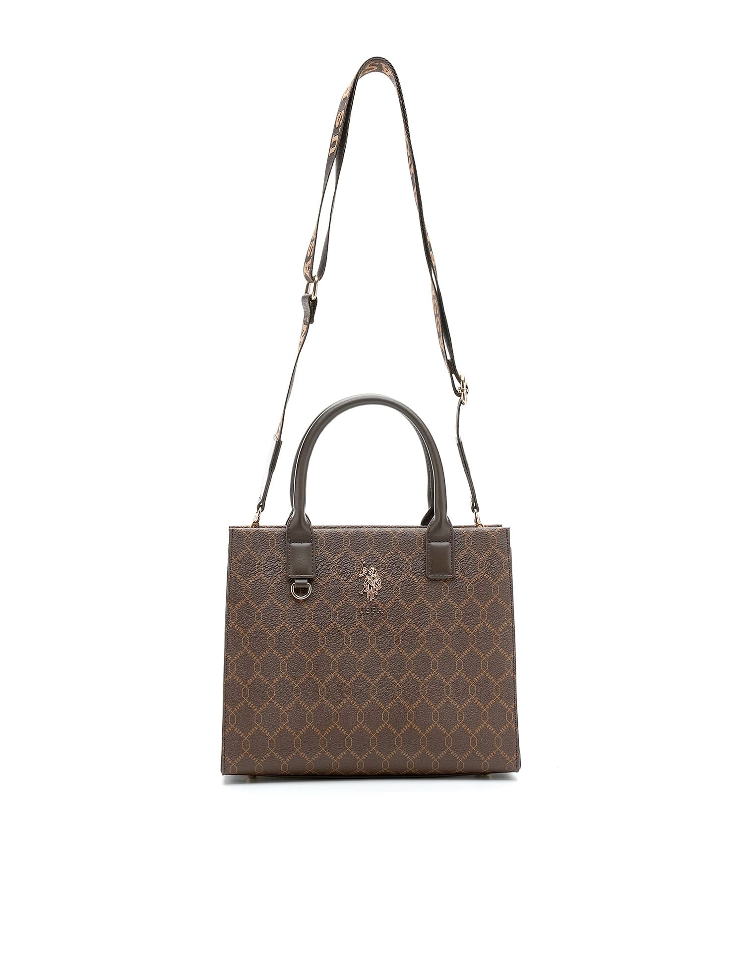 Scarlet Monogram Tote Handbag Brown - U.S. POLO ASSN. | Large