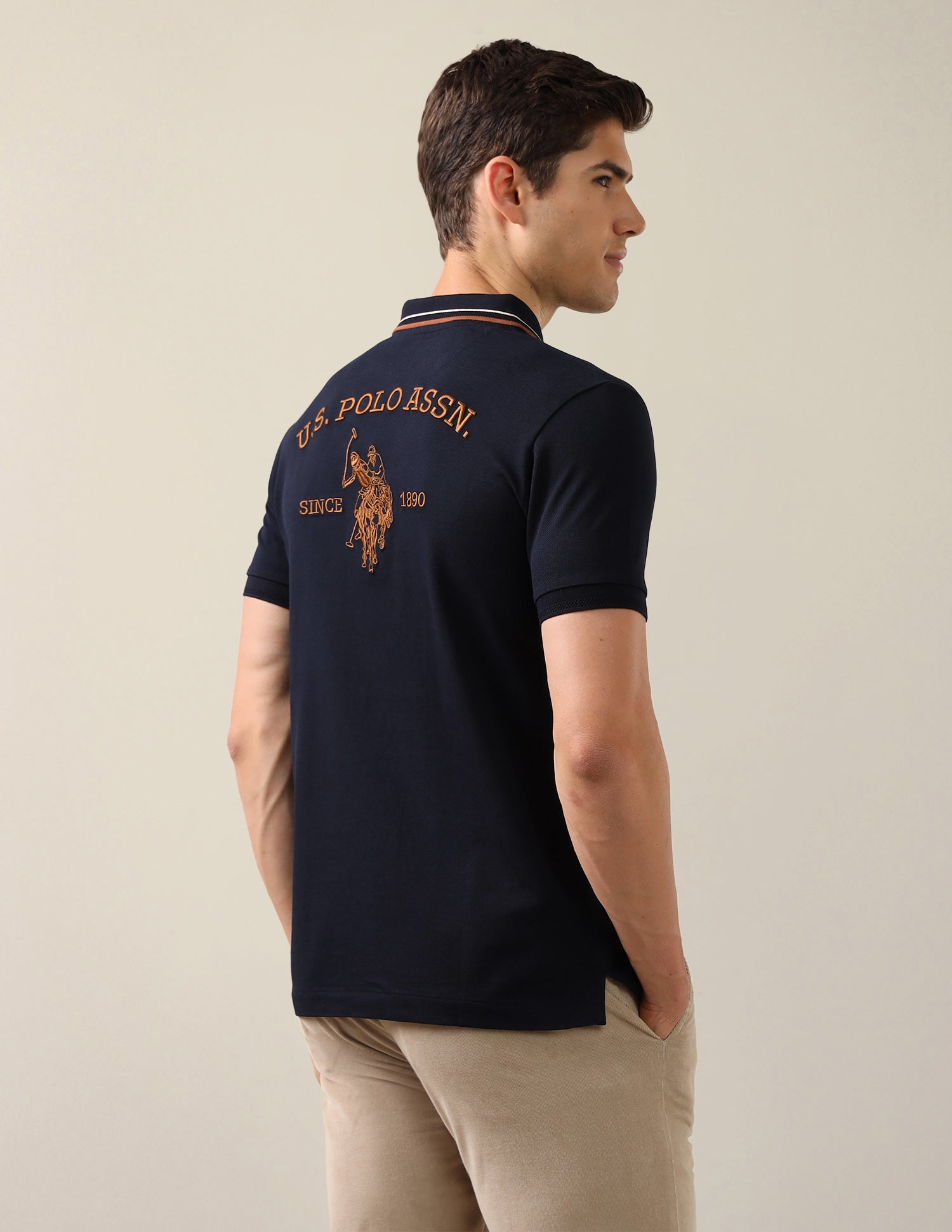 Brand Embroidered Slim Fit Polo Shirt Navy - U.S. Polo Assn. India | Large