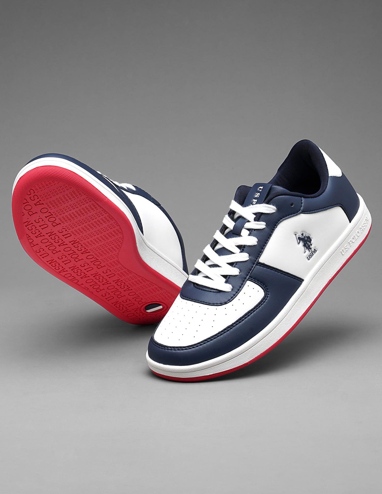 Men Rein 2.0 Dk. Blue Retro Court Sneakers Navy and White - U.S. Polo Assn. India | Large
