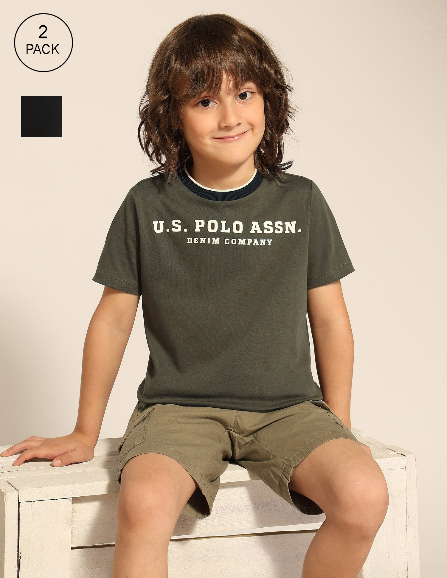 Boys Brand Embossed T-Shirt - Pack Of 2