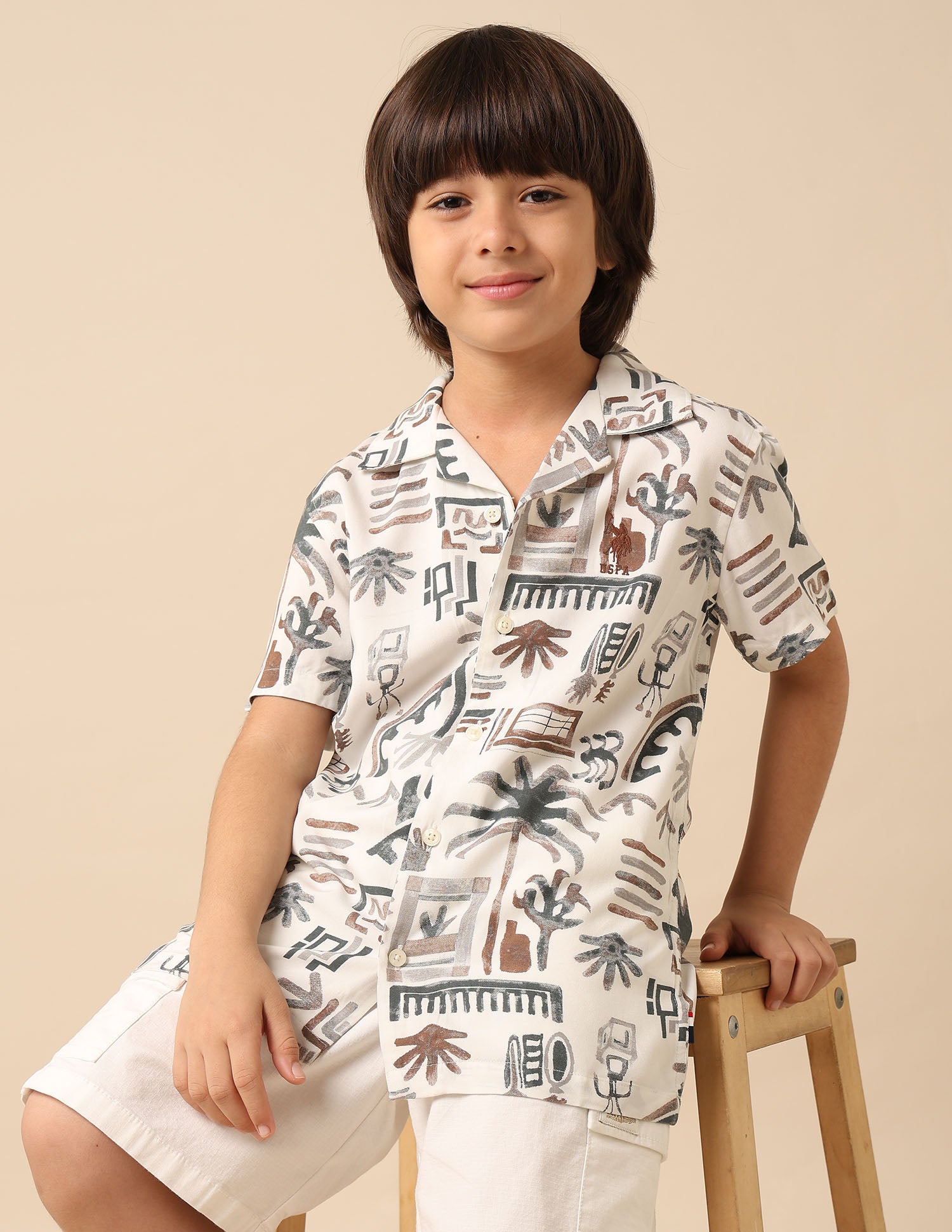 Boys Twill All Over Printed Shirt