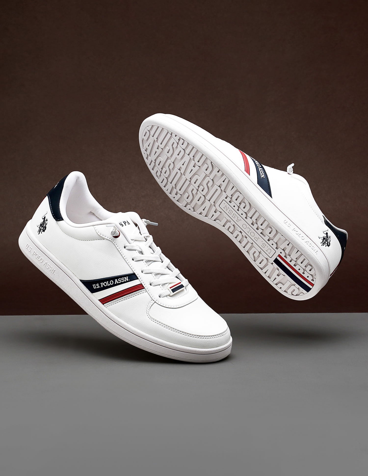 Men Brand Stripe Alco Sneakers White - U.S. Polo Assn. India | Large