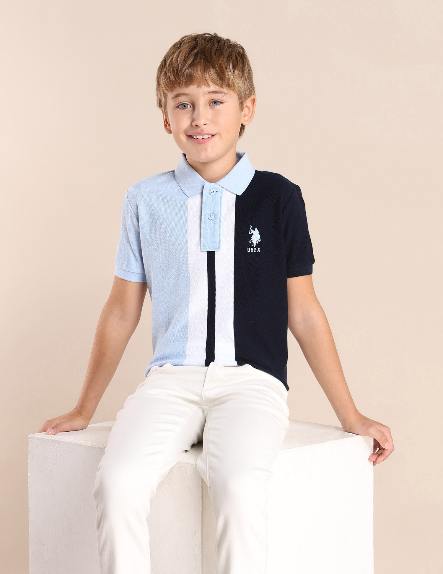 Boys Colour blocked Regular Fit Polo Shirt