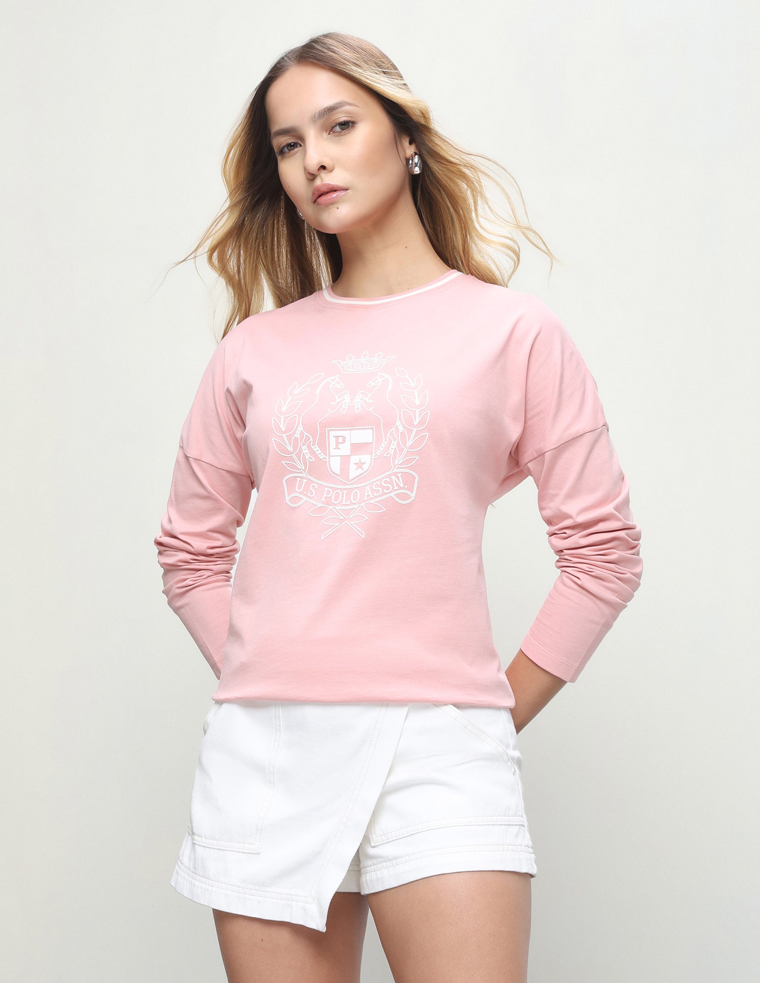 Graphic Brand Printed Relaxed Fit T-Shirt Light Pink - U.S. Polo Assn. India | Large