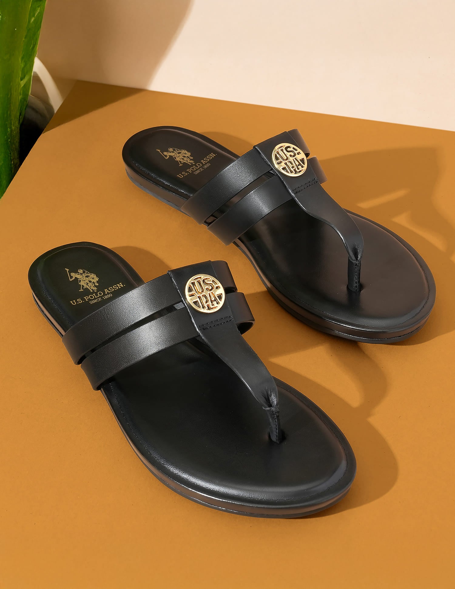 Micky Black Lightweight Footbed Flats Black - U.S. Polo Assn. India | Large