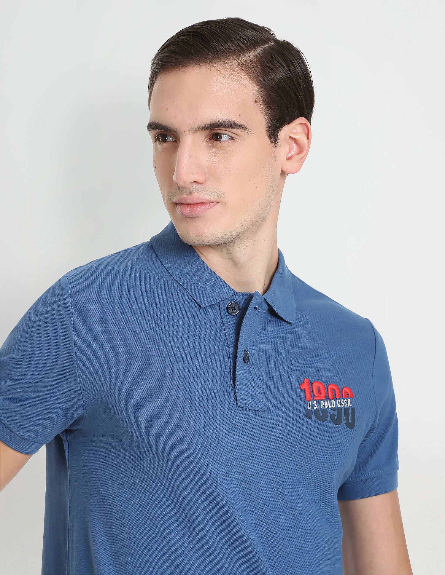 Solid Cotton Polo Shirt Blue - U.S. POLO ASSN. | Large