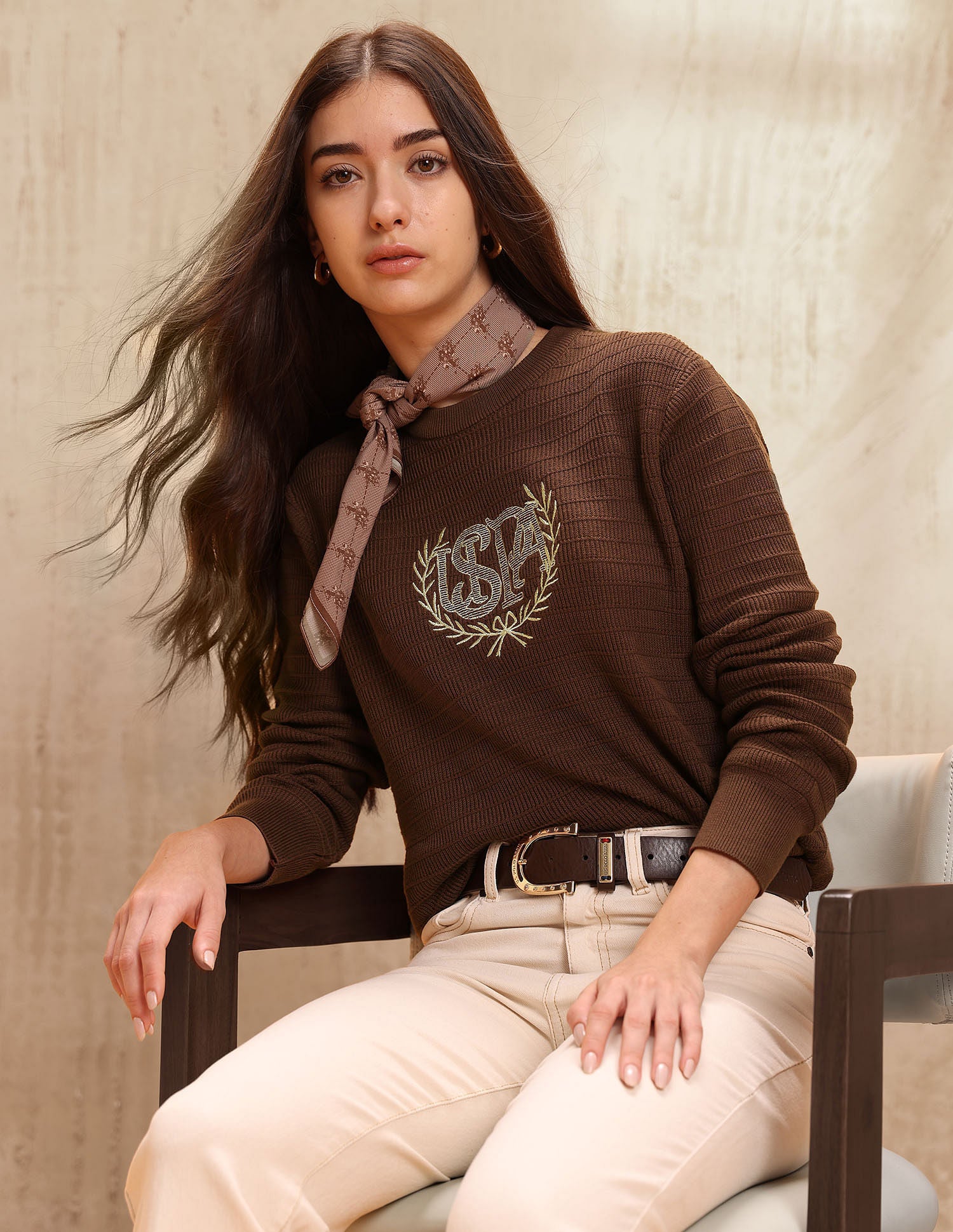 Regular Fit Brand Embroidered Sweatshirt