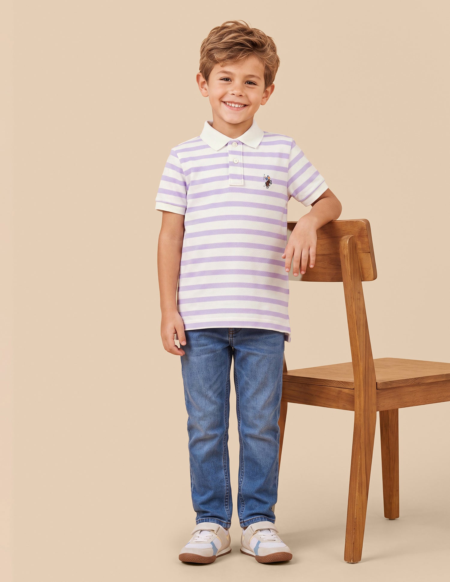 Horizontal Striped Regular Fit Polo Shirt Purple - U.S. Polo Assn. India | Large