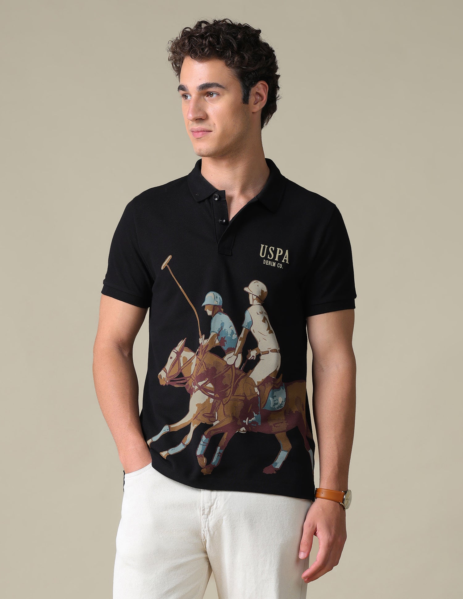 Slim Fit Graphic Brand Printed T-Shirt