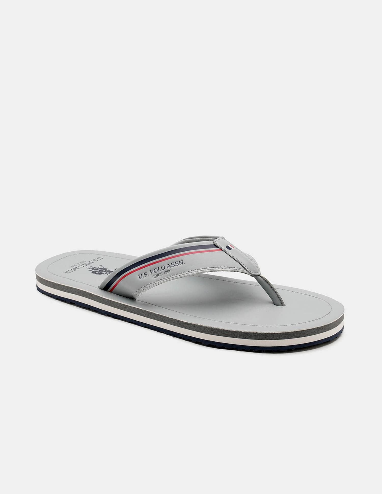 Men Nesta Striped Flip Flops Light Grey - U.S. POLO ASSN. | Large