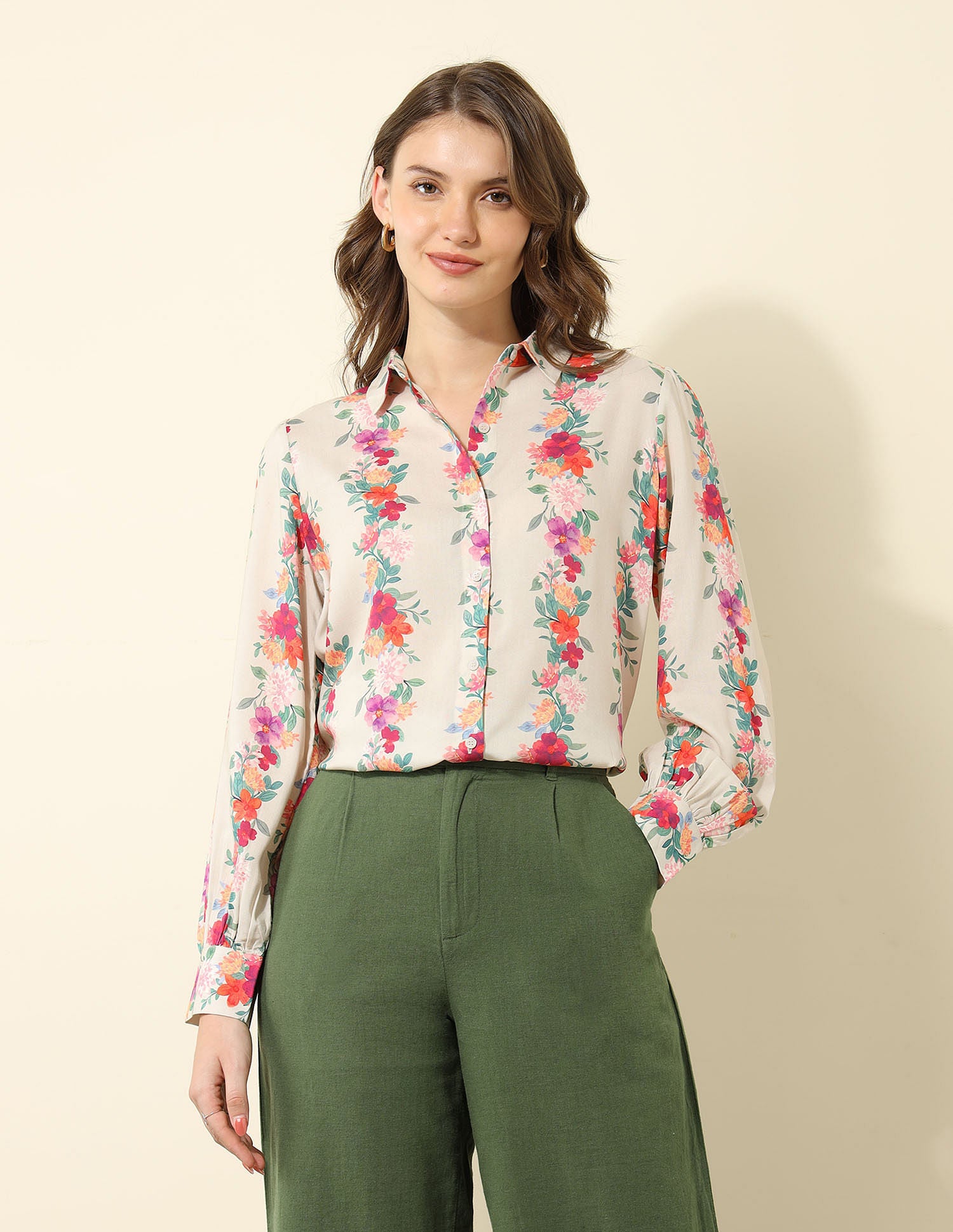 Floral Printed Regular Fit Shirt Grey - U.S. Polo Assn. India | Large