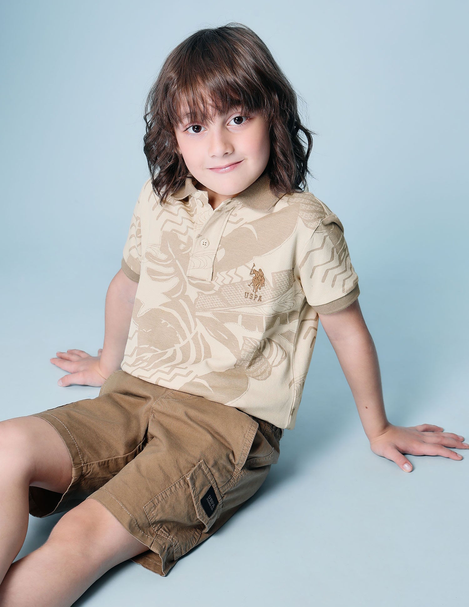 Boys All Over Printed Regular Fit Polo Shirt