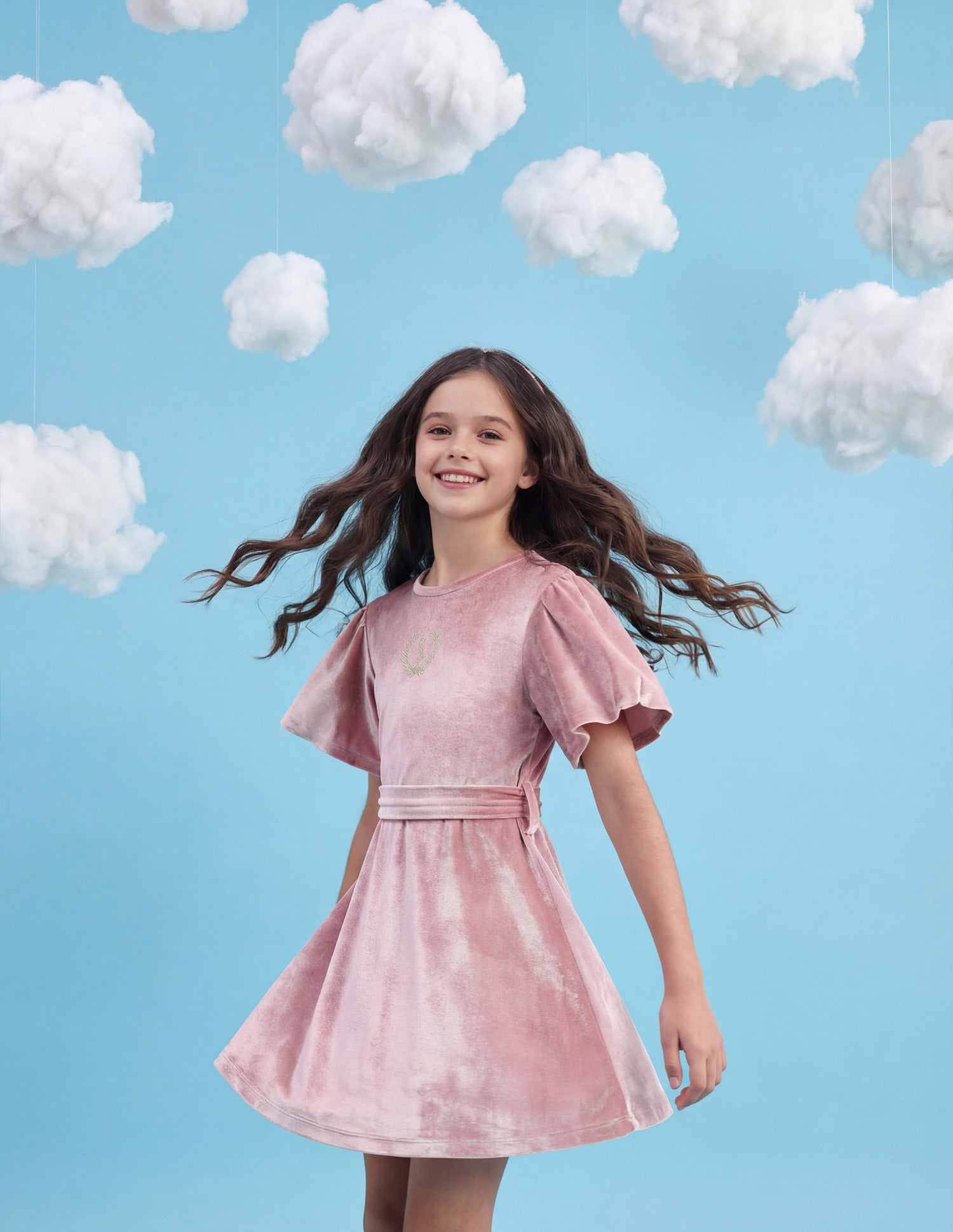 Girls Solid Fit & Flare Dress