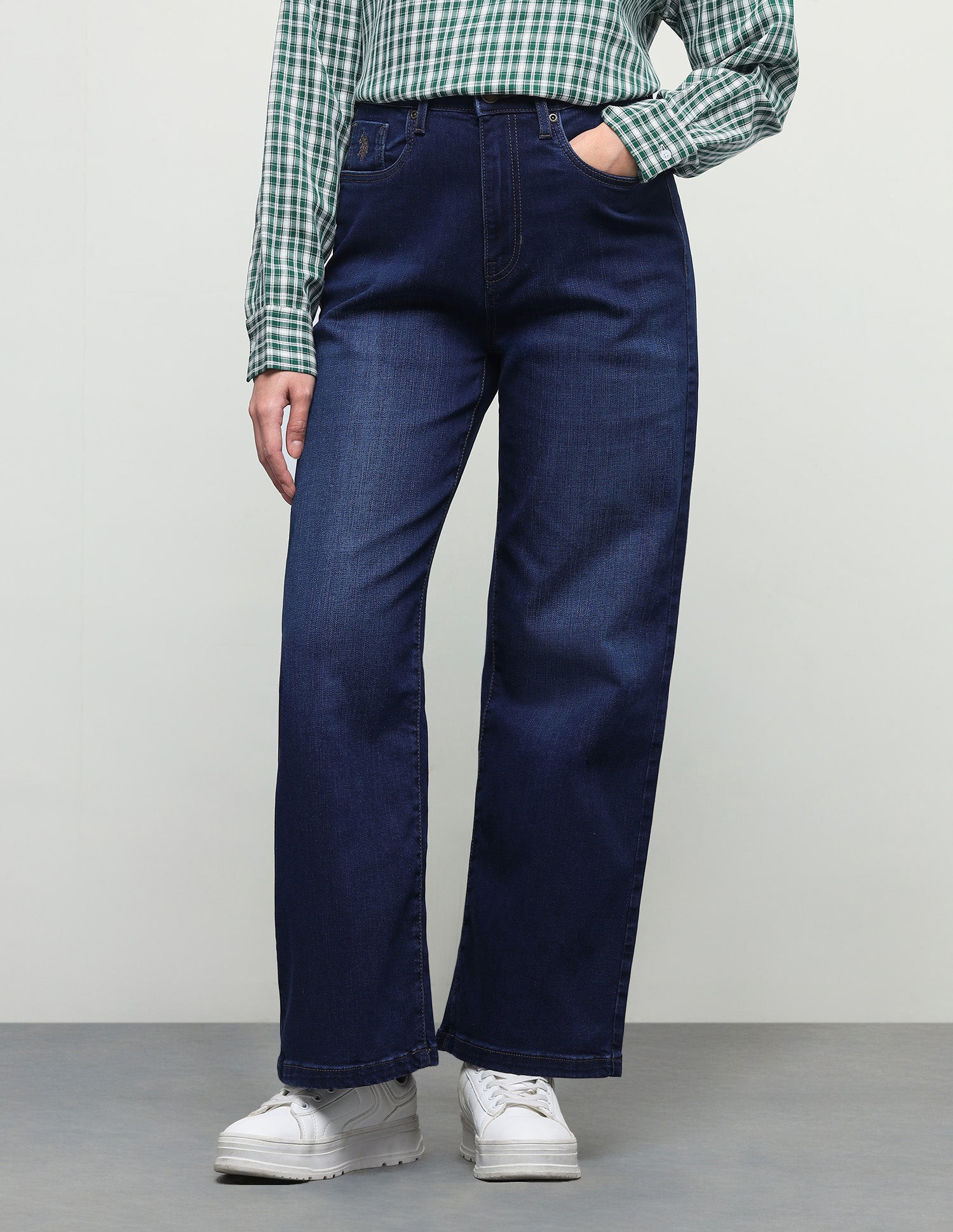 Wide Leg Fit Blue Jeans Dark Blue - U.S. Polo Assn. India | Large