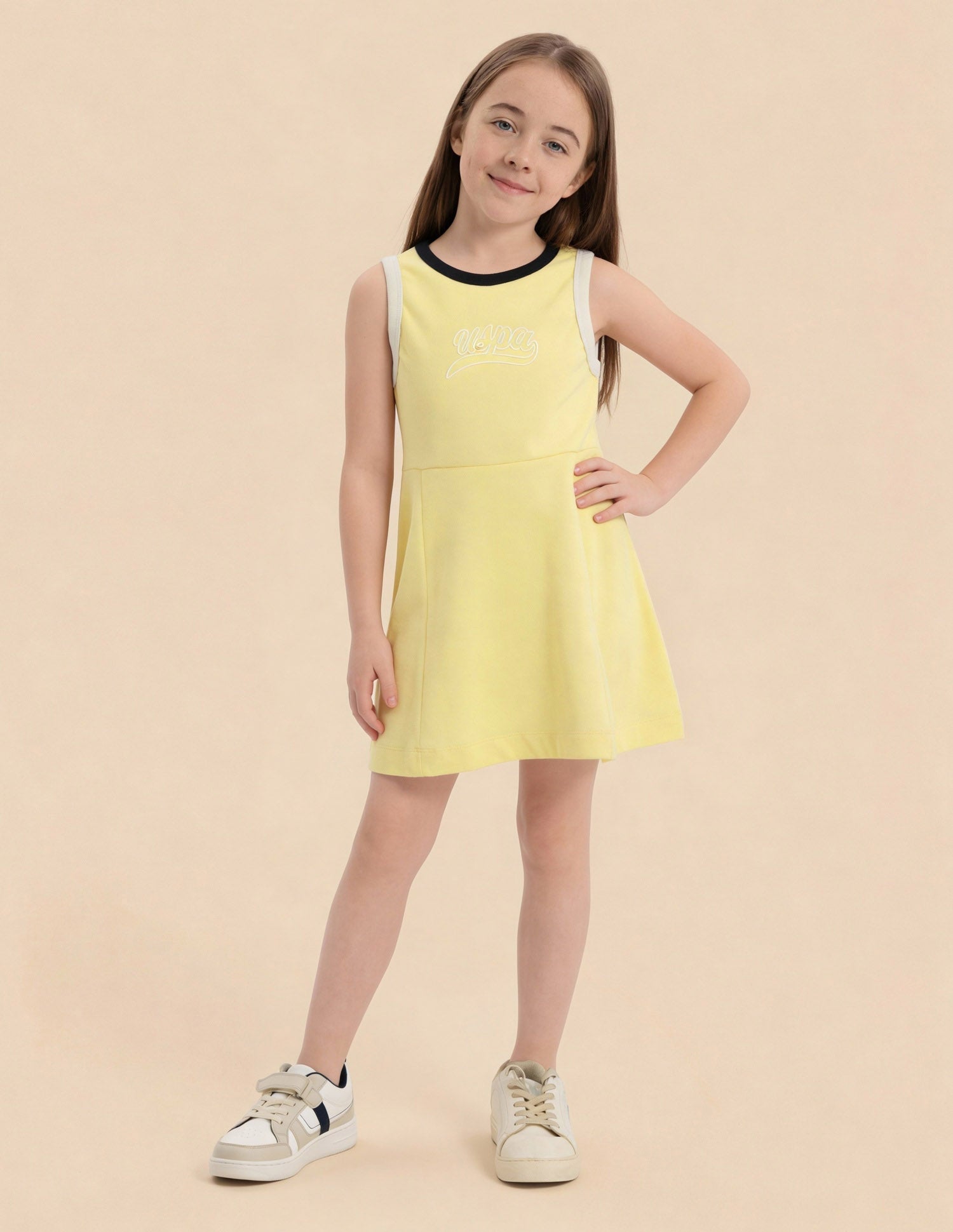 Girls Constrast Rib Skater Dress