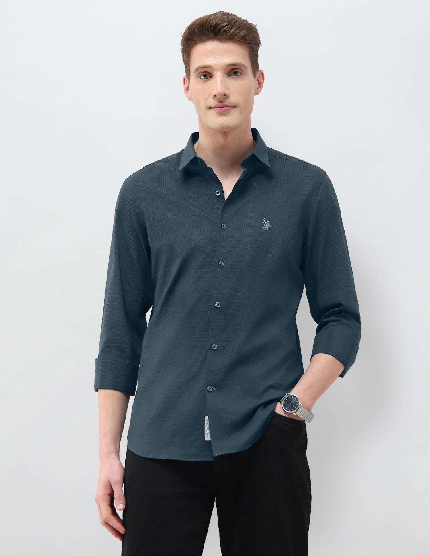 Micro Checked Black & Gold Shirt