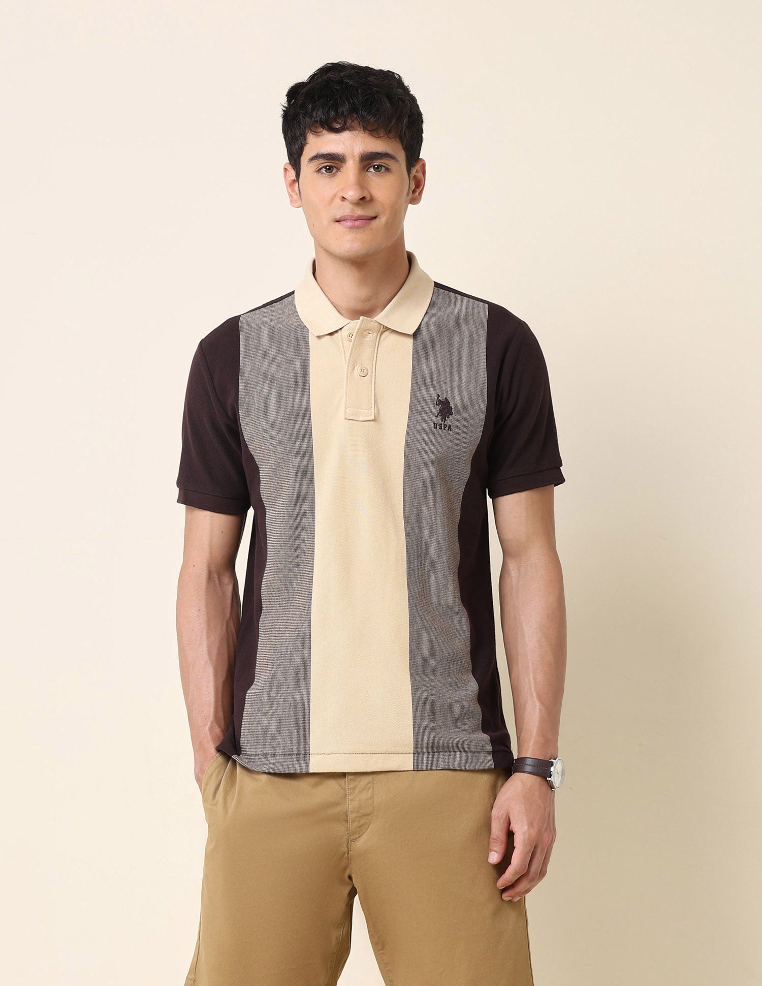 Colourblocked Slim Fit Polo Shirt