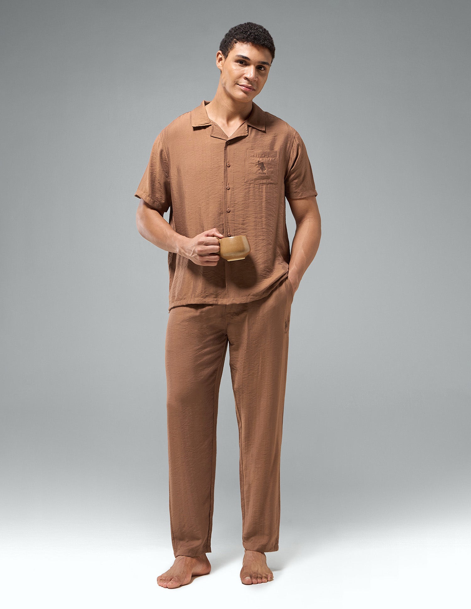 Crinkled Featherlight OESS02 Sleep Set Rust - U.S. Polo Assn. India | Large