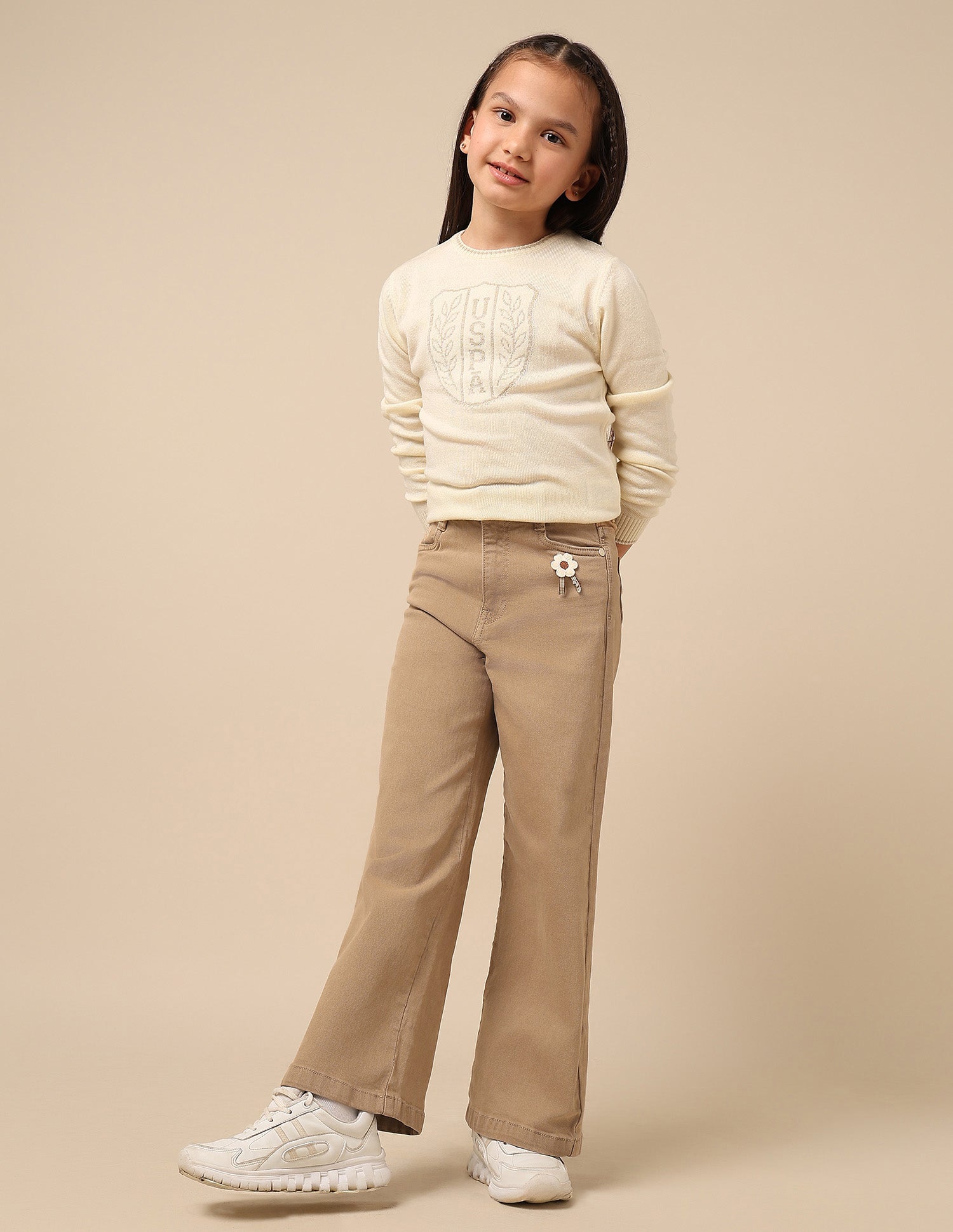 Girls Wide Leg Fit Mid Rise Jeans