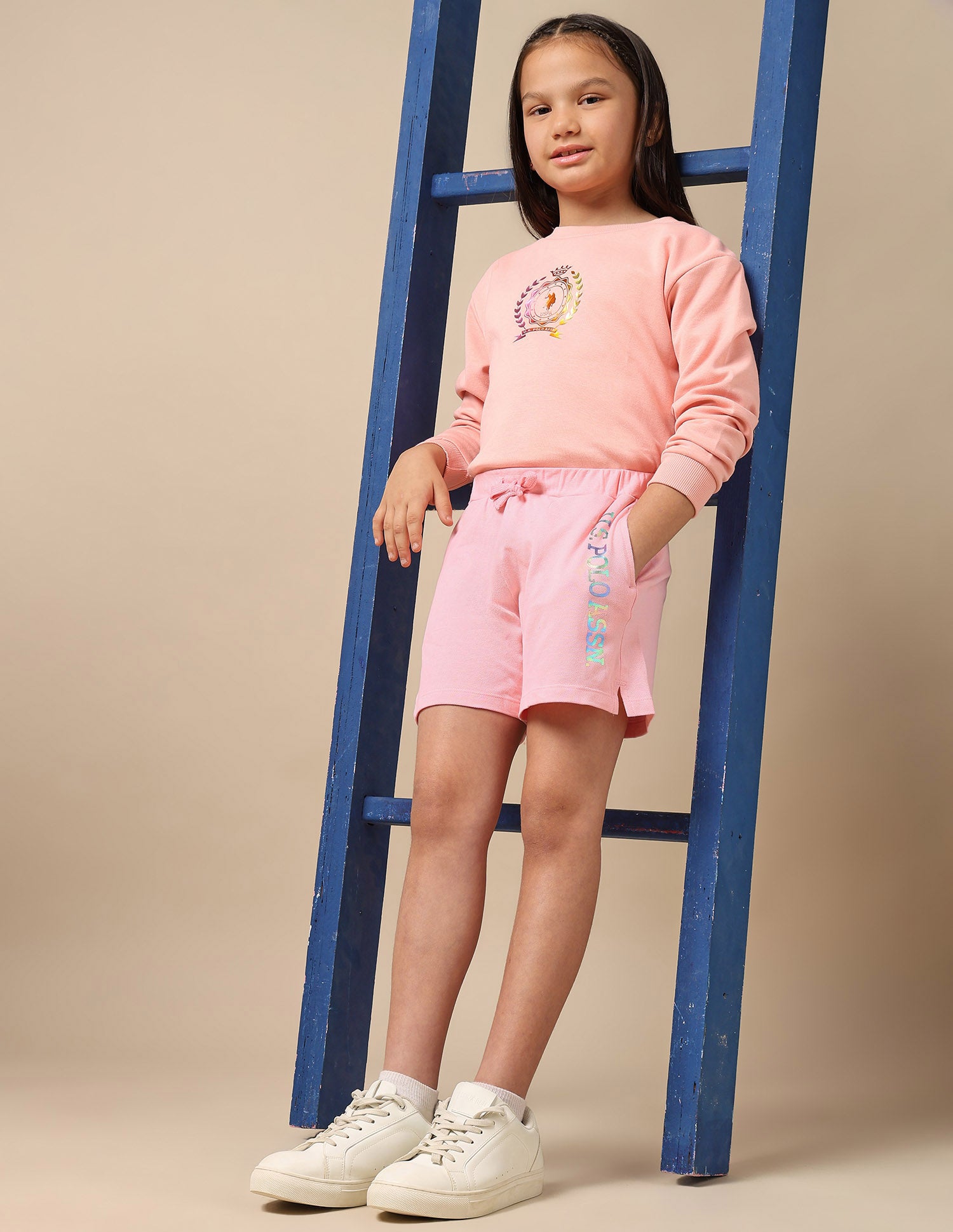 Solid Cotton Coordinate Shorts Light Pink - U.S. Polo Assn. India | Large