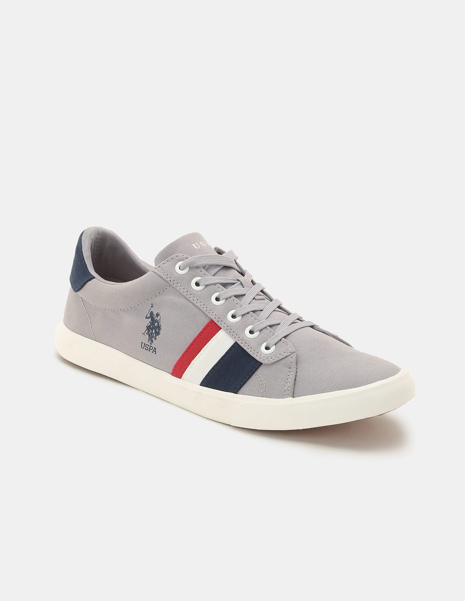 Men Striped Round Toe Abor 5.0 Sneakers Grey - U.S. Polo Assn. India | Large