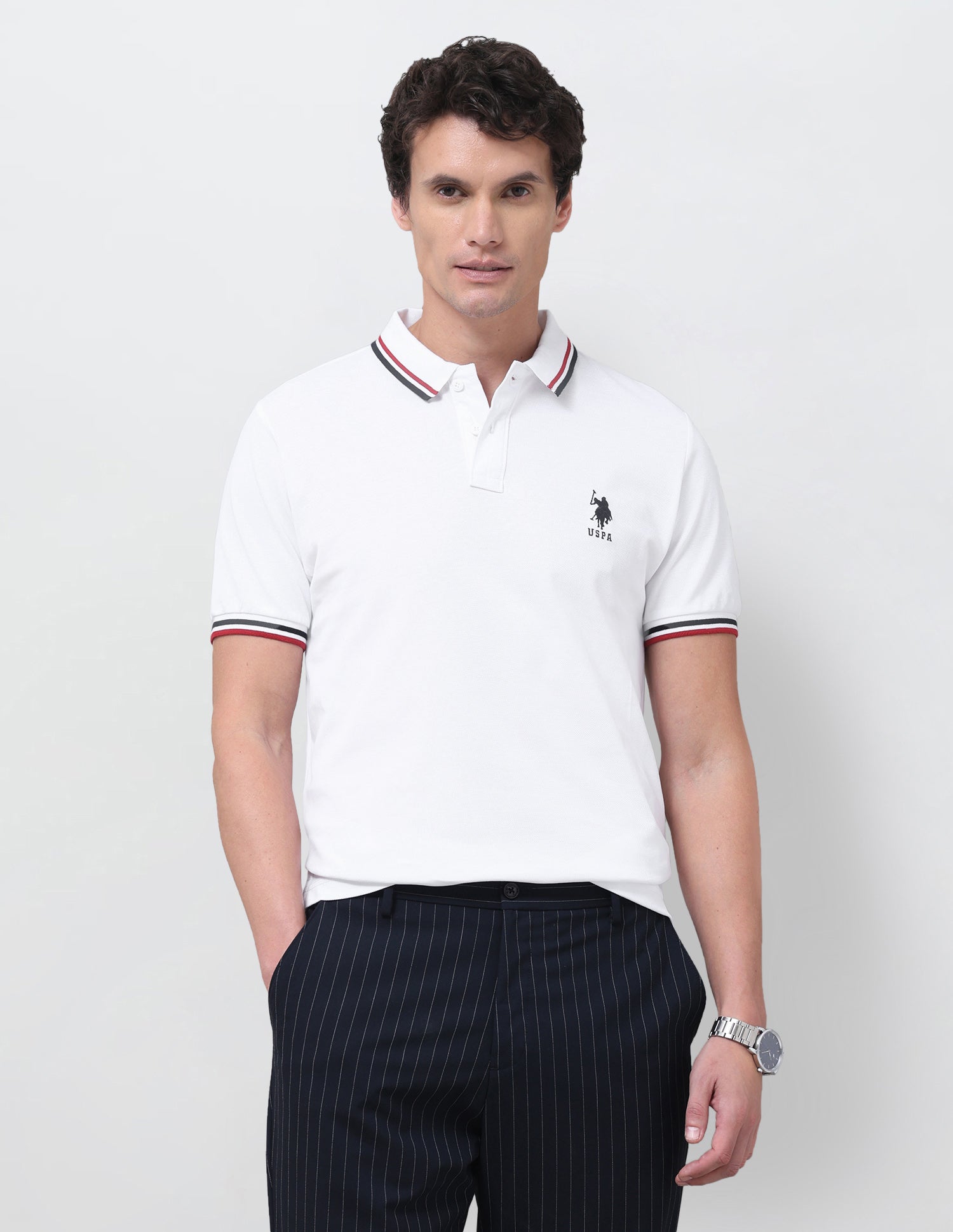 Solid Regular Fit Polo Shirt White - U.S. Polo Assn. India | Large