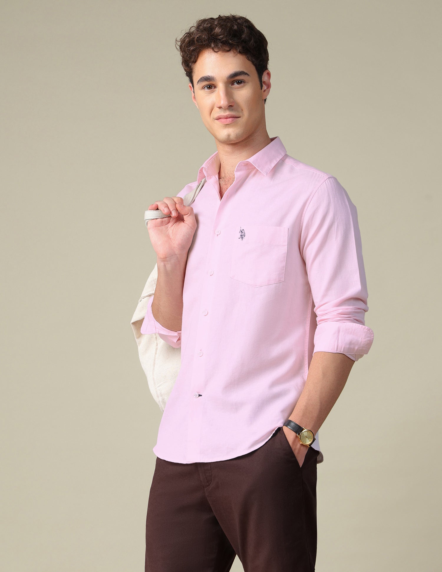 Solid Tailored Fit Shirt Pink - U.S. Polo Assn. India | Large