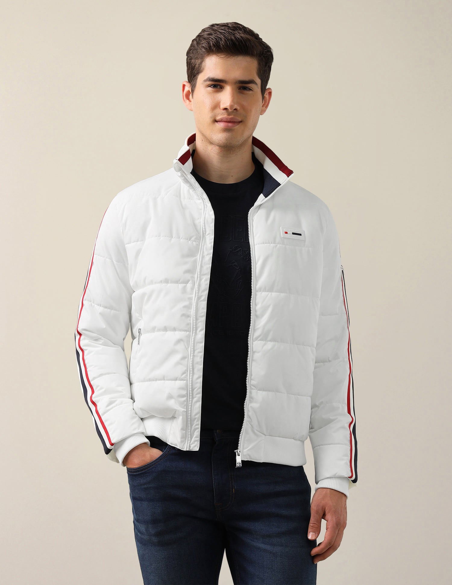 Solid Regular Fit Jacket White - U.S. Polo Assn. India | Large