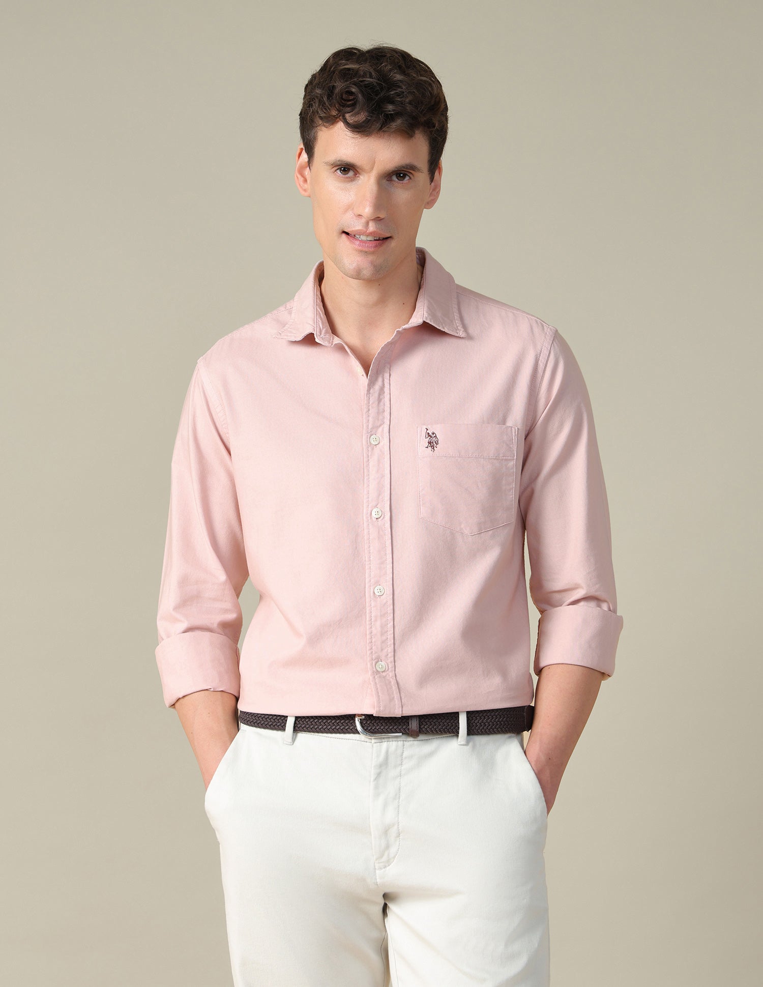 Oxford Tailored Fit Shirt Light Pink - U.S. Polo Assn. India | Large