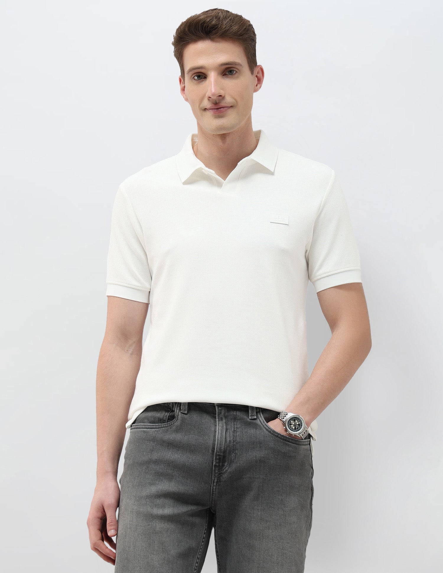 Textured Black & Gold Polo Shirt