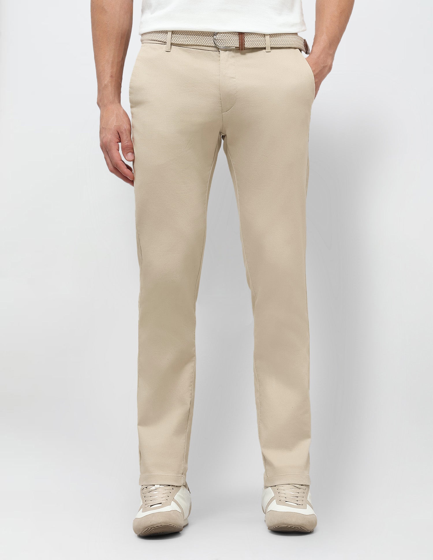 Dobby Weave Slim Fit Trousers Sand - U.S. Polo Assn. India | Large