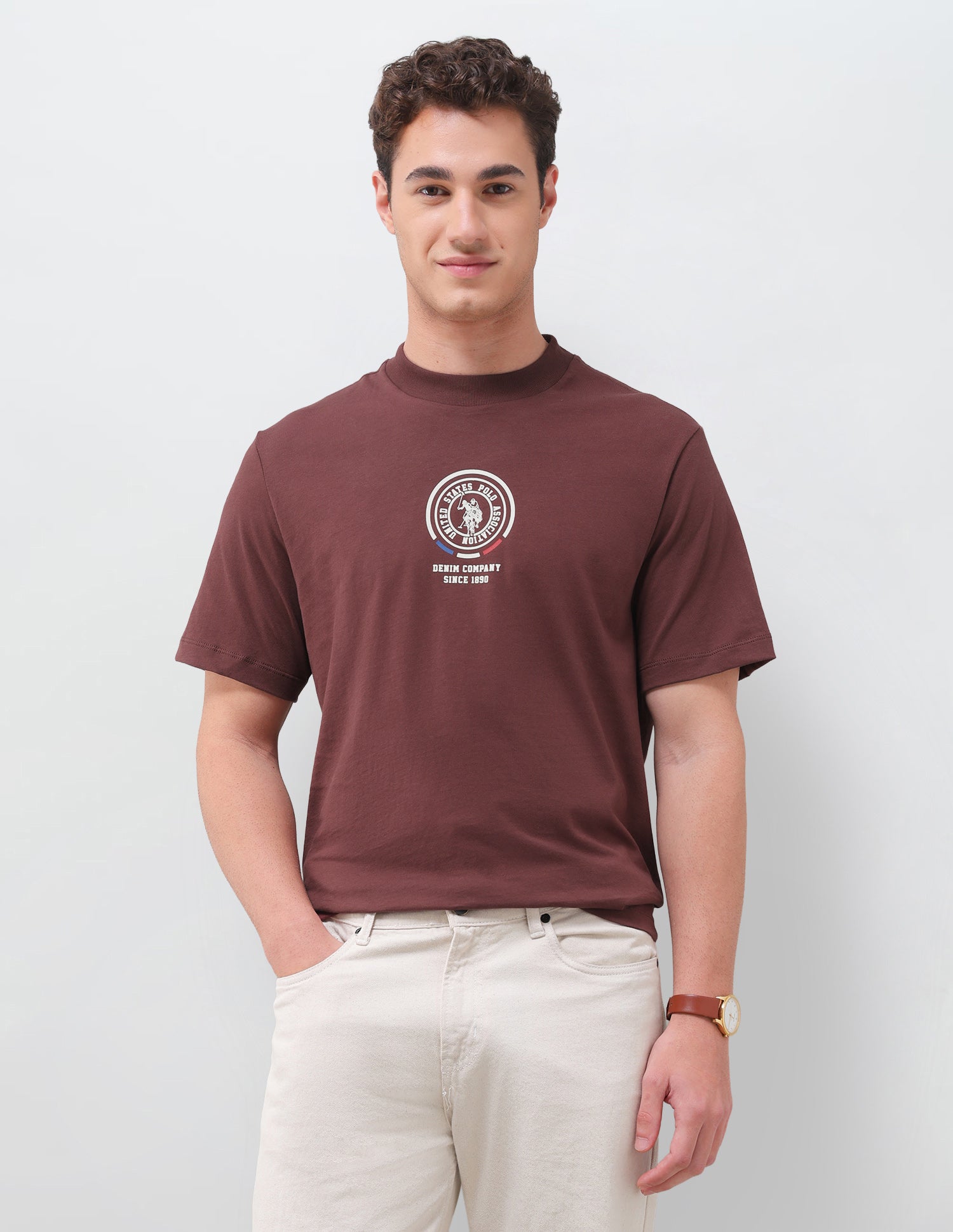 Solid Relaxed Fit T-Shirt Maroon - U.S. Polo Assn. India | Large