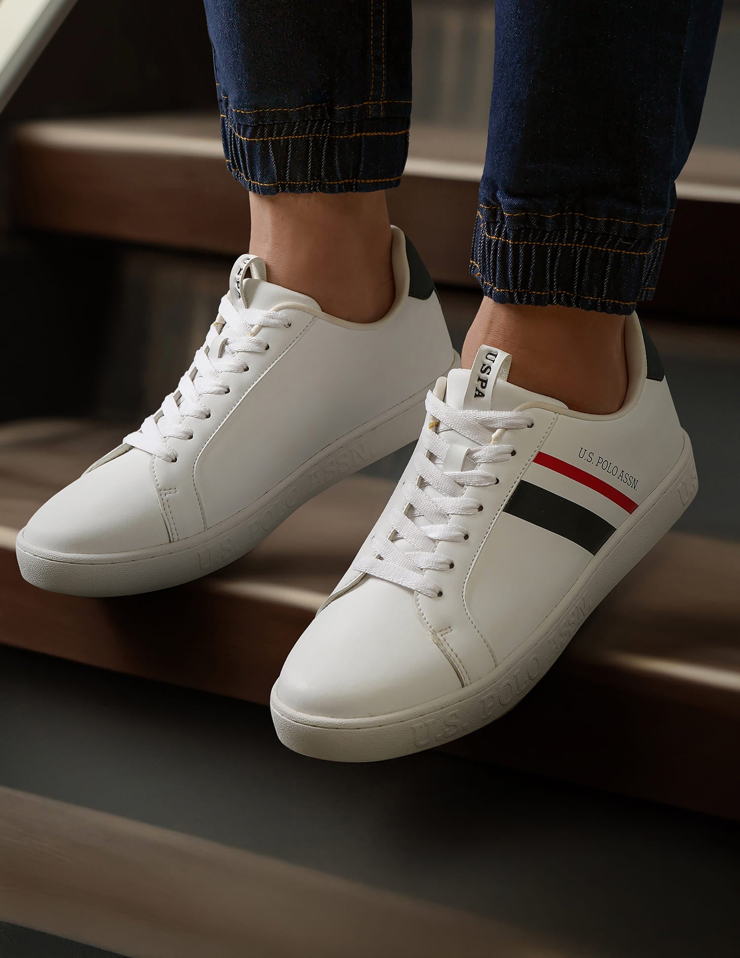 Men Ferro Solid Sneakers White - U.S. Polo Assn. India | Large