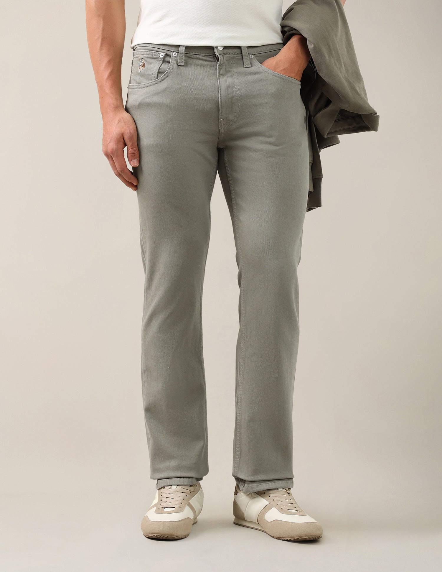 Harold Slim Straight Fit Green Jeans Olive - U.S. Polo Assn. India | Large