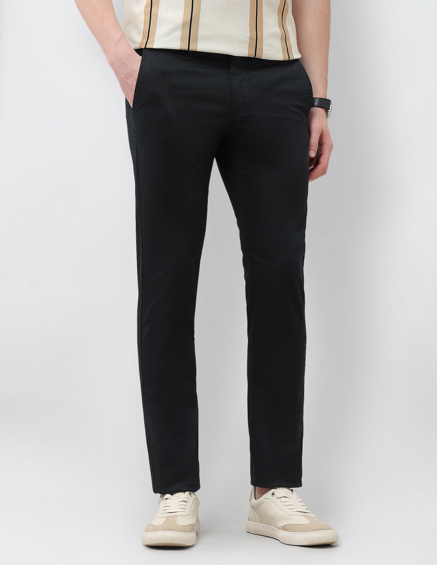 Solid Twill Denver Slim Fit Trousers