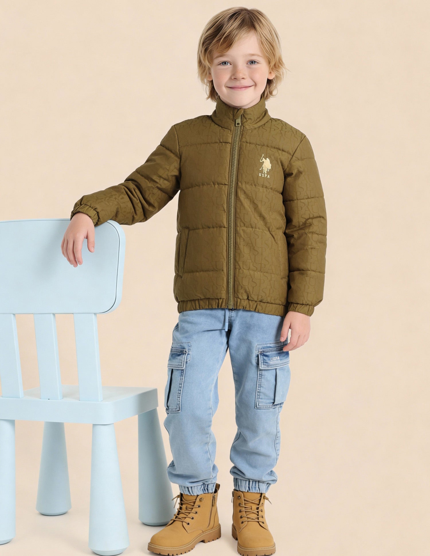 Boys Brand Printed Puffer Jacket