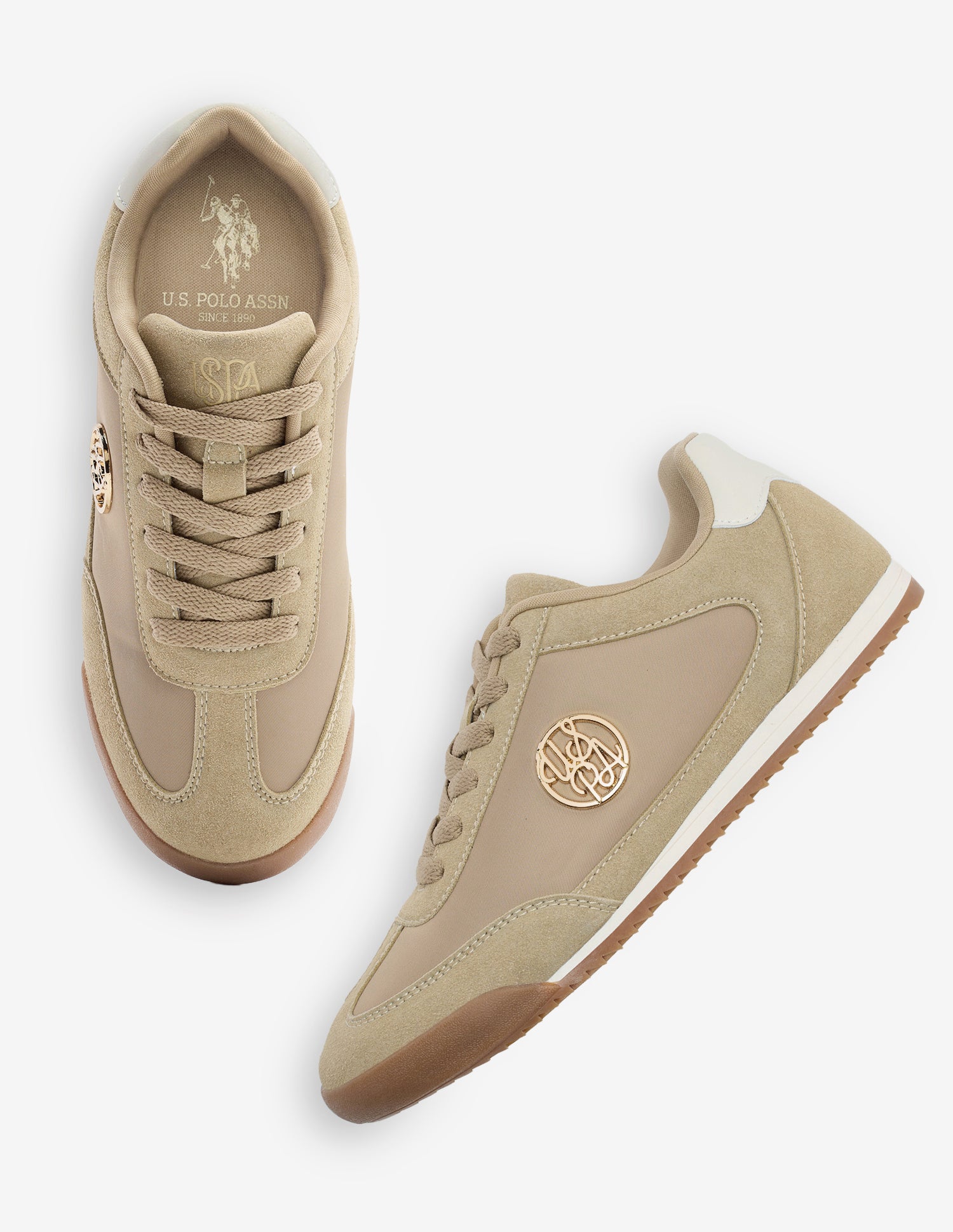 Ondine Lace-Ups Suede Sneakers Beige - U.S. Polo Assn. India | Large