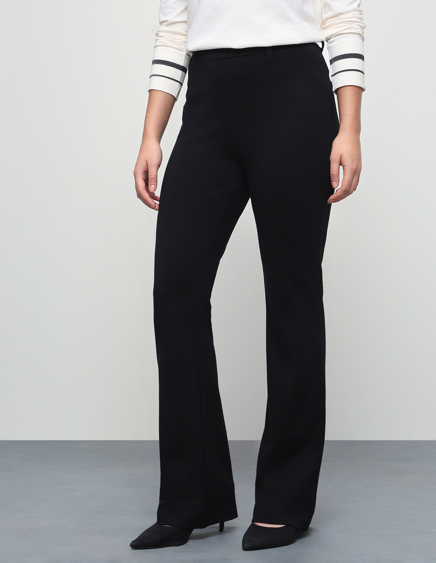 Solid Flared Fit Trouser Black - U.S. Polo Assn. India | Large