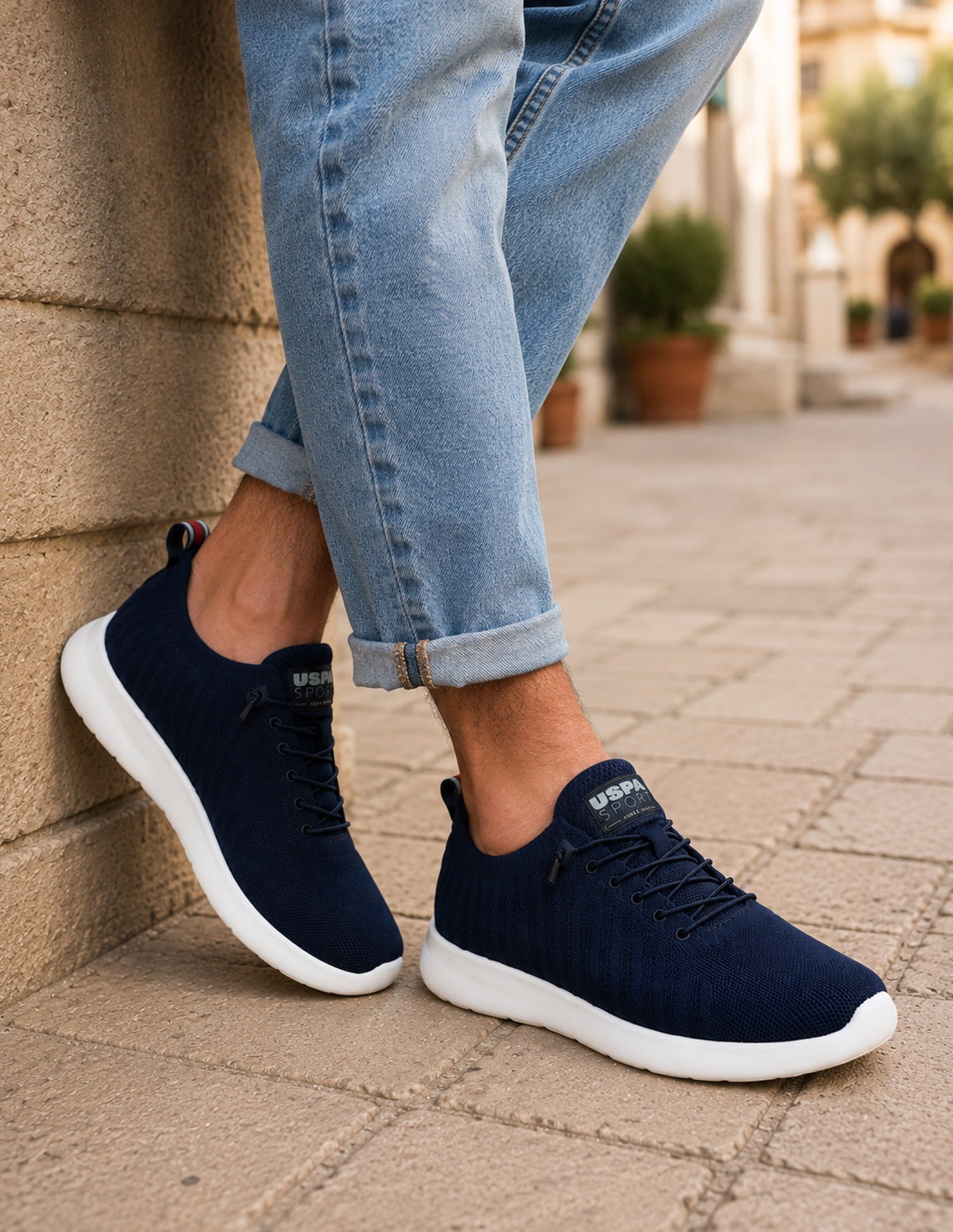Men Solid Rocco Sports Sneakers Navy - U.S. Polo Assn. India | Large